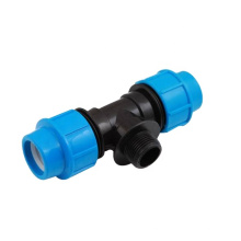 32mm PP compression fitting thread plastic pipe fitting male tee